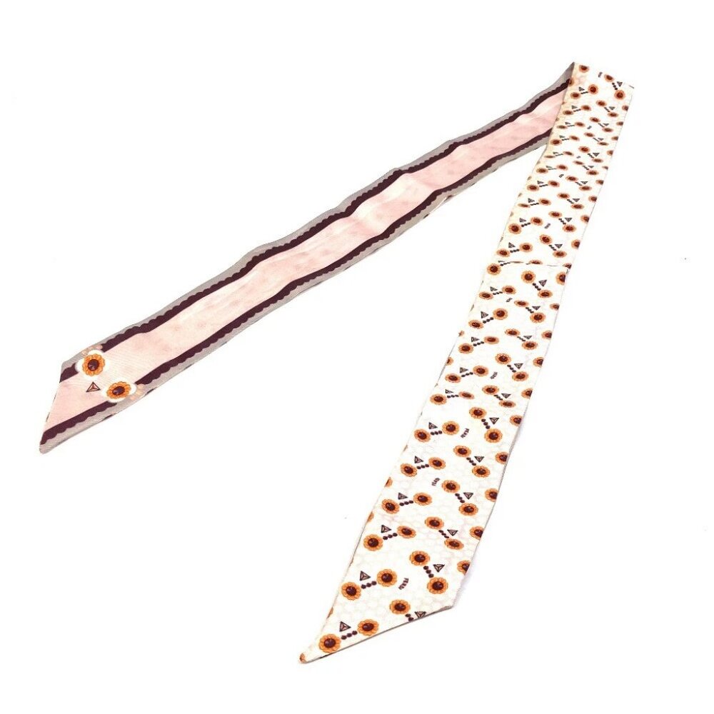 FENDI Band Scarf Rappie Flower pattern Scarf silk Pink Based